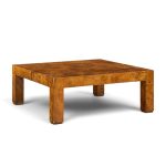 milo baughman style hekman mid century burlwood coffee table
