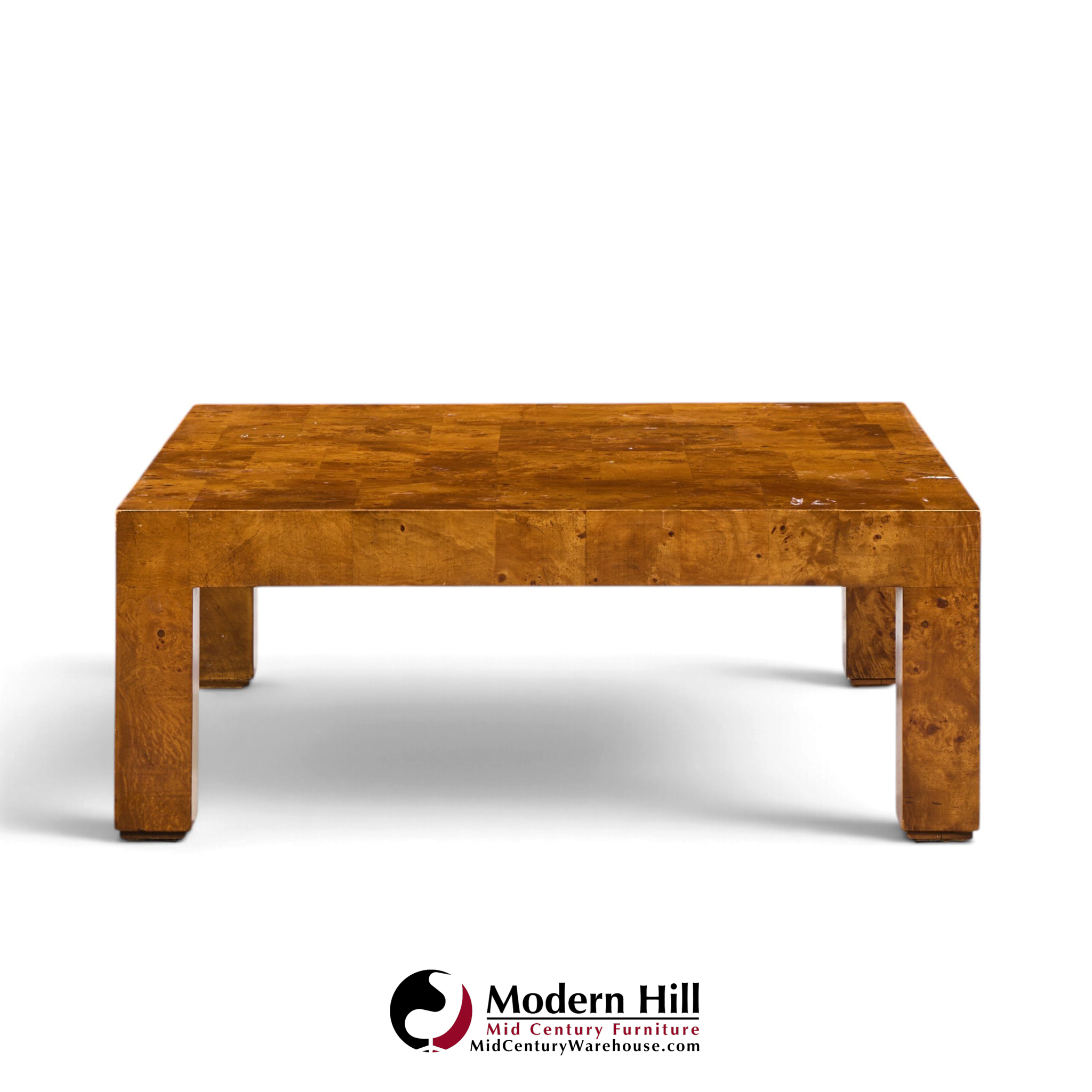 milo baughman style hekman mid century burlwood coffee table