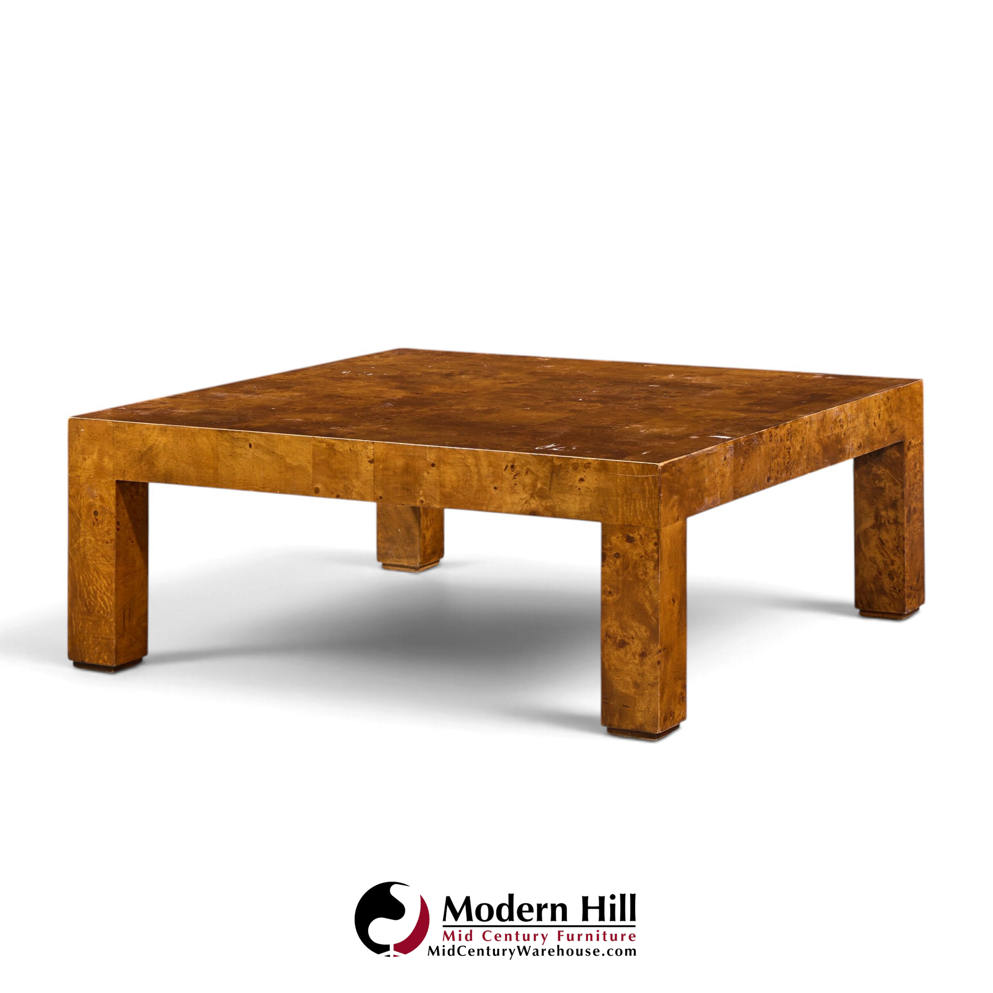 milo baughman style hekman mid century burlwood coffee table