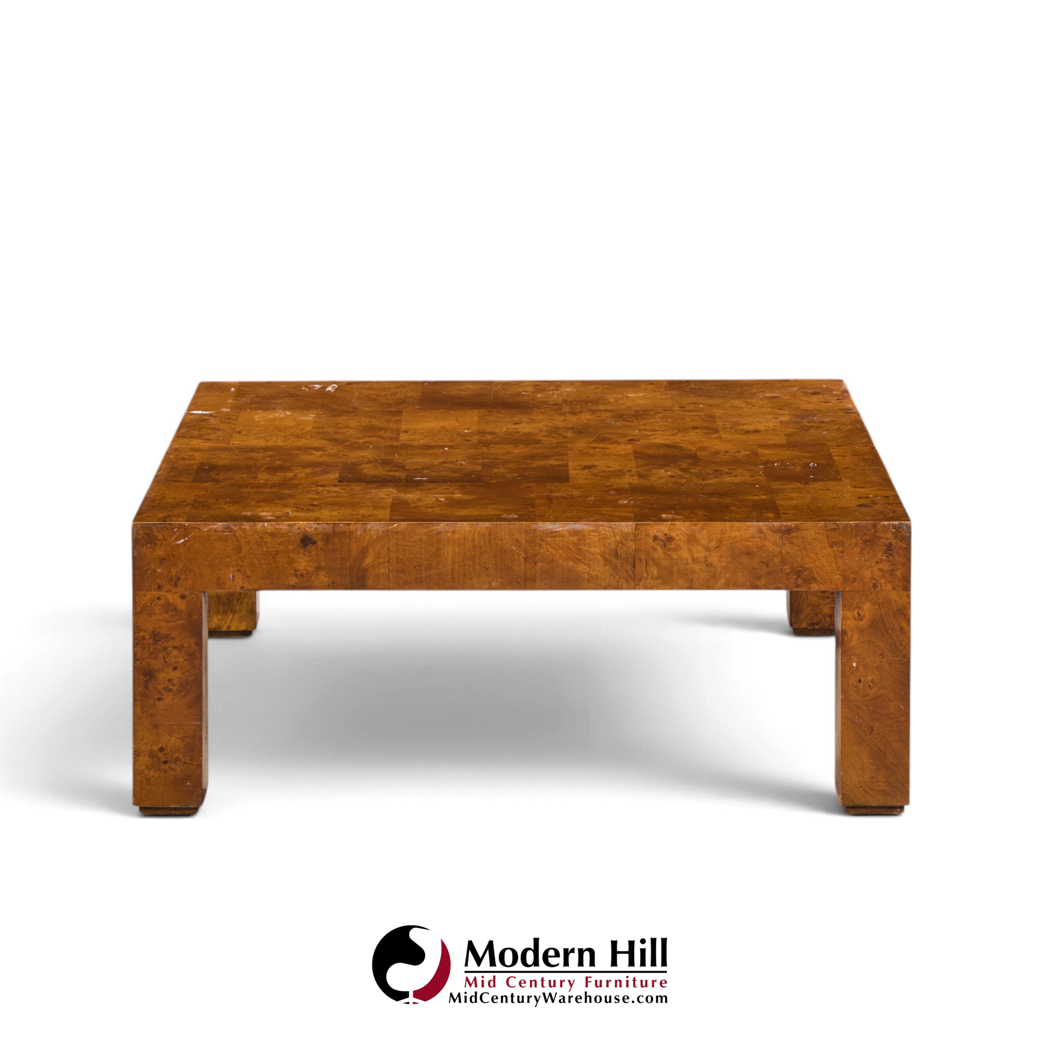 milo baughman style hekman mid century burlwood coffee table