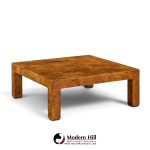 milo baughman style hekman mid century burlwood coffee table