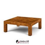 milo baughman style hekman mid century burlwood coffee table