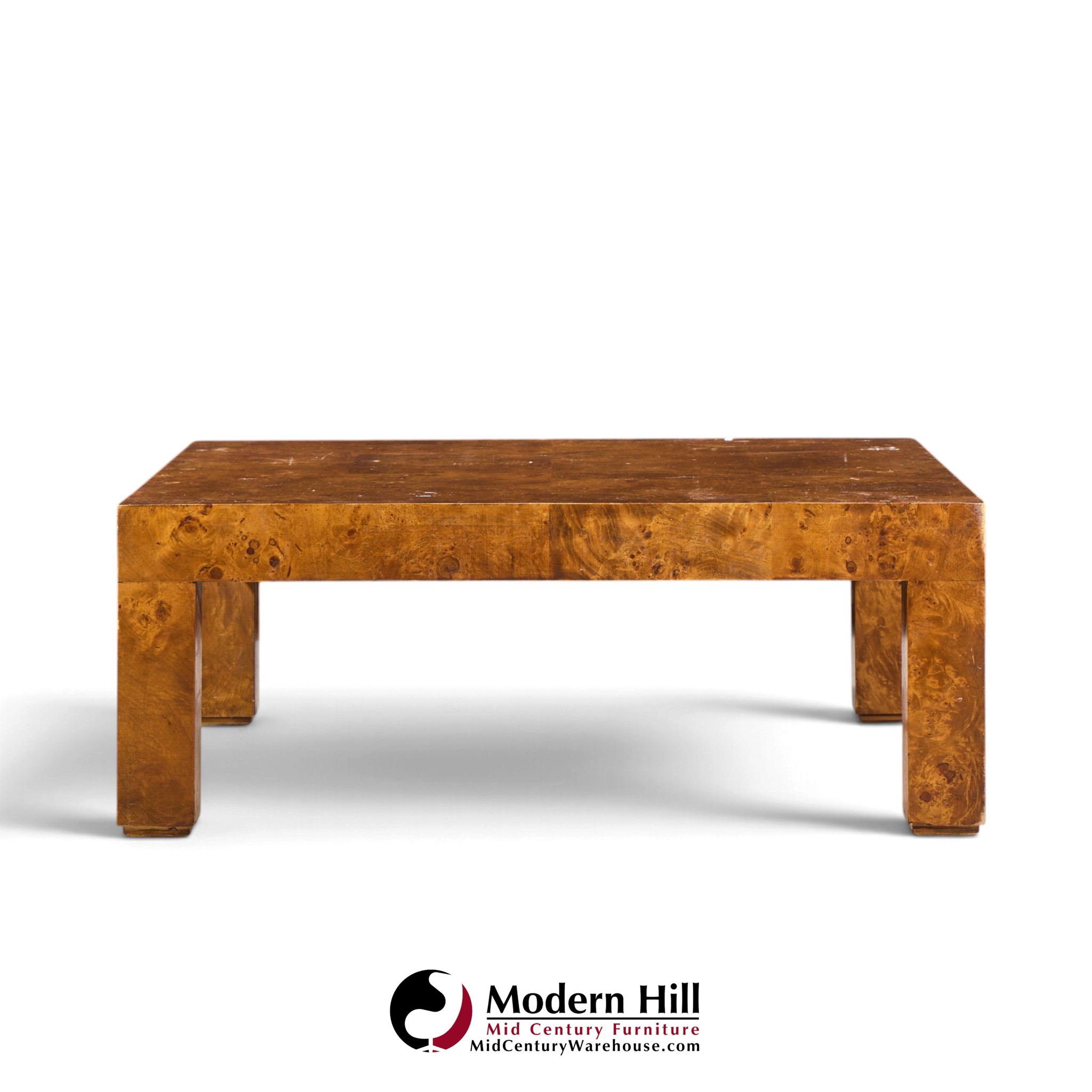 milo baughman style hekman mid century burlwood coffee table