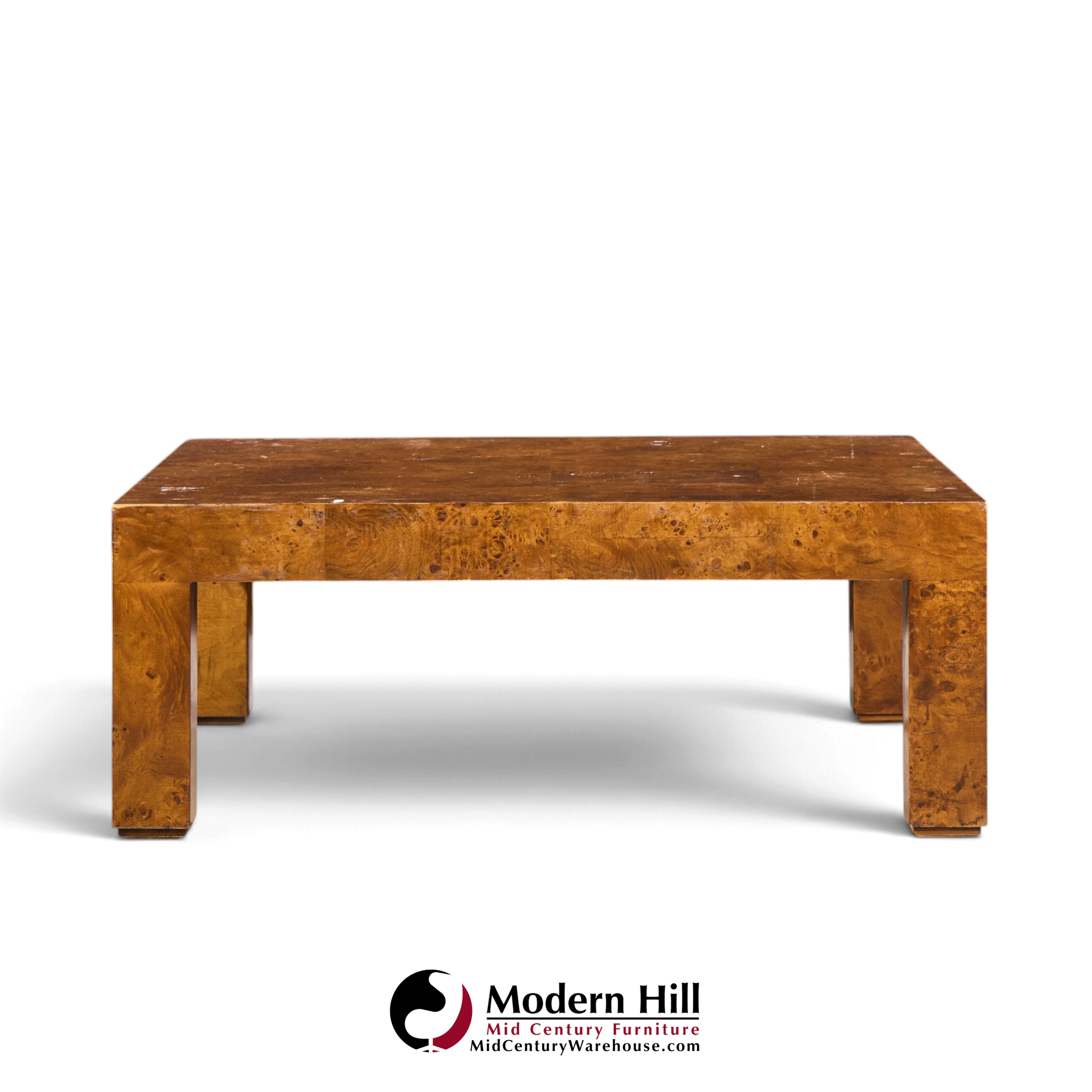 milo baughman style hekman mid century burlwood coffee table