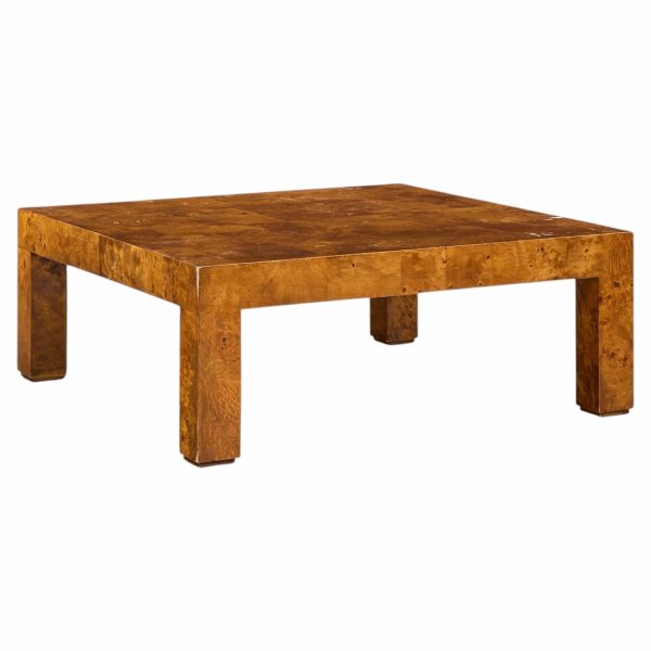 milo baughman style hekman mid century burlwood coffee table