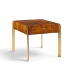 milo baughman style hekman mid century burlwood and brass side end table