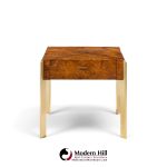 milo baughman style hekman mid century burlwood and brass side end table