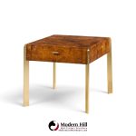 milo baughman style hekman mid century burlwood and brass side end table