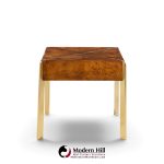 milo baughman style hekman mid century burlwood and brass side end table