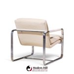 milo baughman style mid century chrome lounge chairs - pair