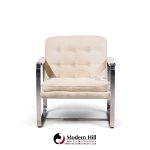milo baughman style mid century chrome lounge chairs - pair