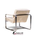 milo baughman style mid century chrome lounge chairs - pair