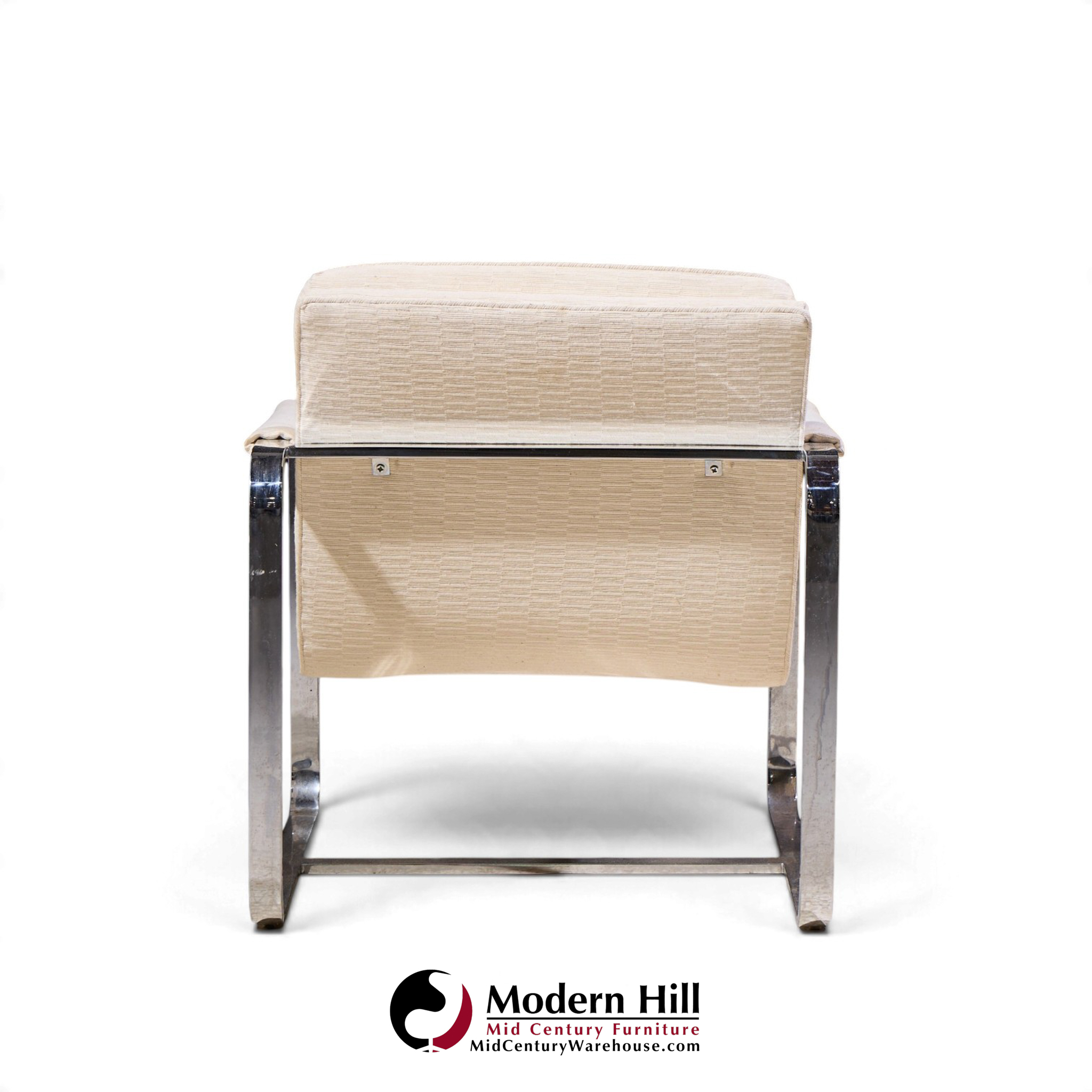 milo baughman style mid century chrome lounge chairs - pair