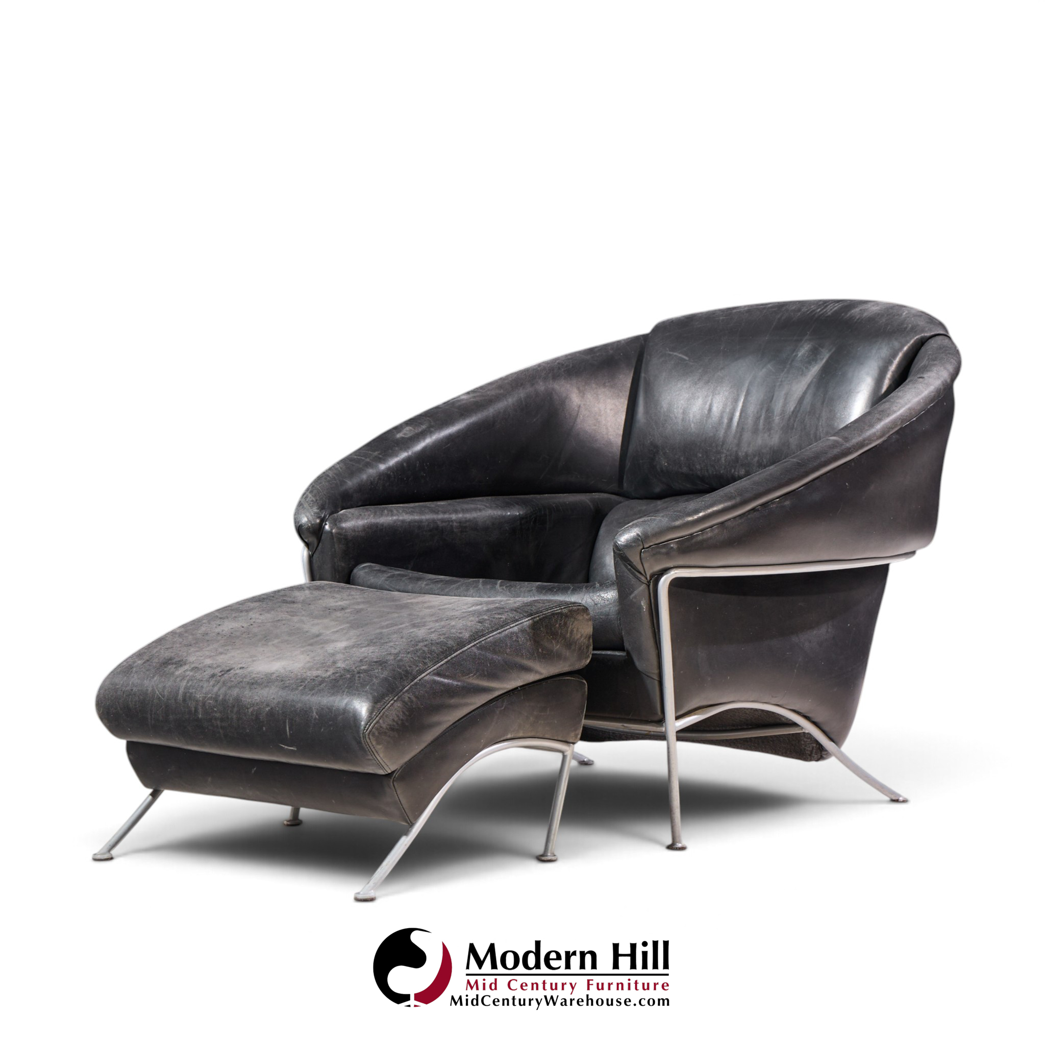 milo baughman for thayer coggin boldido mid century lounge chair with ottoman
