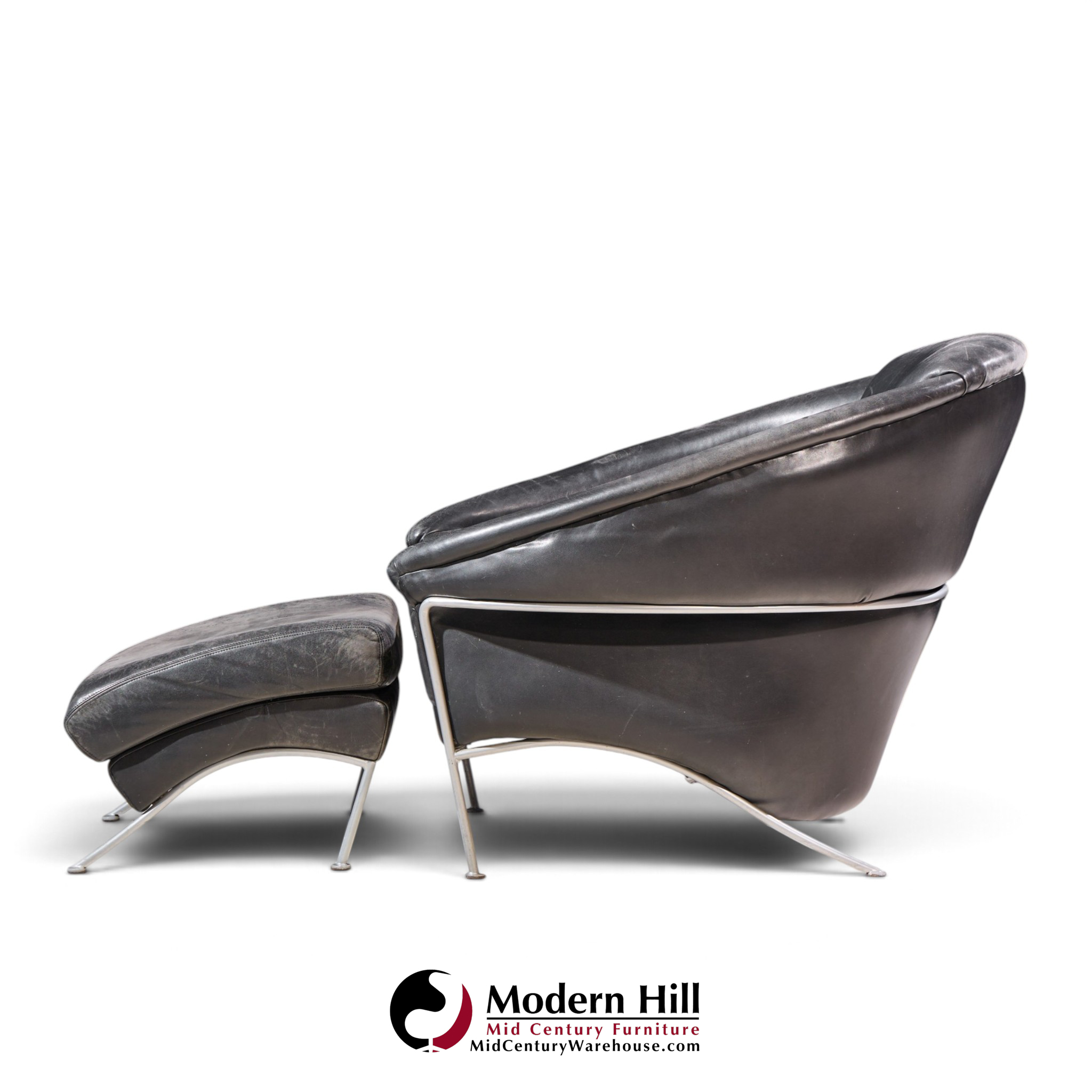 milo baughman for thayer coggin boldido mid century lounge chair with ottoman