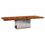 milo baughman for thayer coggin mid century burlwood and chrome dining table with 2 leaves
