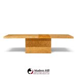 milo baughman for thayer coggin mid century burlwood expanding dining table with 2 leaves