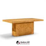 milo baughman for thayer coggin mid century burlwood expanding dining table with 2 leaves