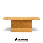 milo baughman for thayer coggin mid century burlwood expanding dining table with 2 leaves