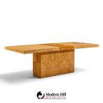 milo baughman for thayer coggin mid century burlwood expanding dining table with 2 leaves