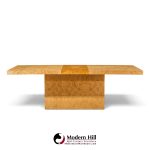 milo baughman for thayer coggin mid century burlwood expanding dining table with 2 leaves