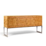 milo baughman for thayer coggin mid century burlwood and chrome credenza