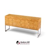 milo baughman for thayer coggin mid century burlwood and chrome credenza