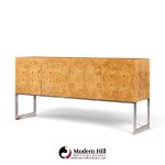 milo baughman for thayer coggin mid century burlwood and chrome credenza