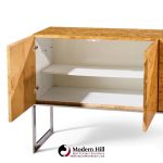 milo baughman for thayer coggin mid century burlwood and chrome credenza