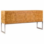 milo baughman for thayer coggin mid century burlwood and chrome credenza