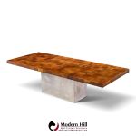 milo baughman for thayer coggin mid century burlwood and chrome dining table with 2 leaves