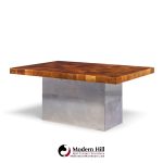 milo baughman for thayer coggin mid century burlwood and chrome dining table with 2 leaves