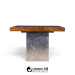 milo baughman for thayer coggin mid century burlwood and chrome dining table with 2 leaves
