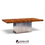 milo baughman for thayer coggin mid century burlwood and chrome dining table with 2 leaves