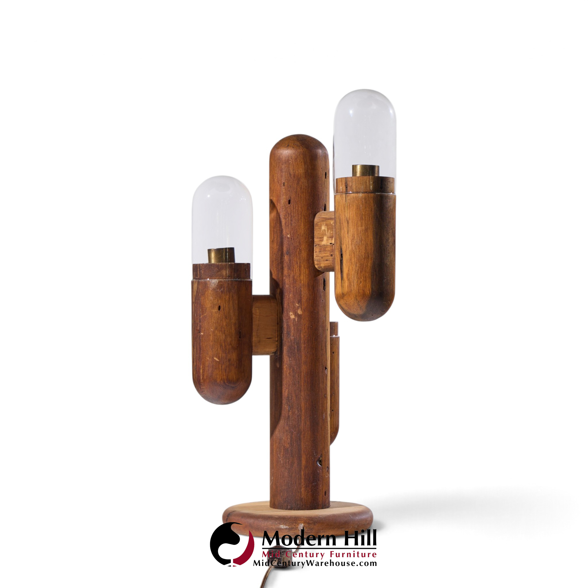 modeline mid century california pine cactus table lamp
