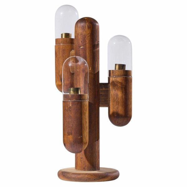 modeline mid century california pine cactus table lamp
