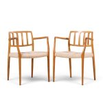niels moller model 66 mid century danish teak arm dining chairs - pair
