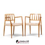 niels moller model 66 mid century danish teak arm dining chairs - pair