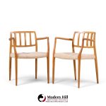 niels moller model 66 mid century danish teak arm dining chairs - pair