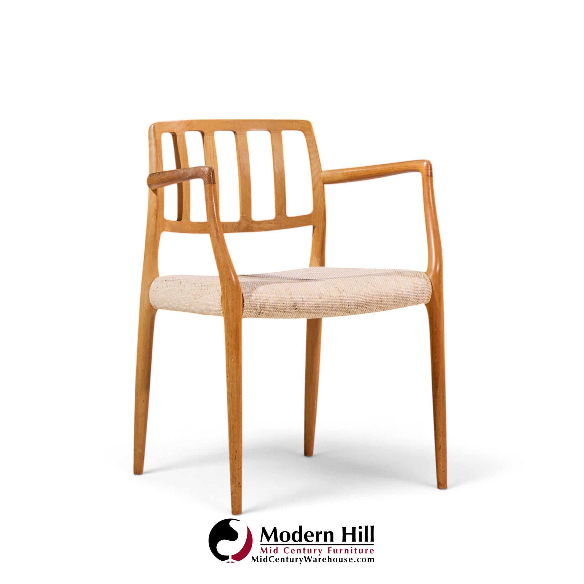 niels moller model 66 mid century danish teak arm dining chairs - pair