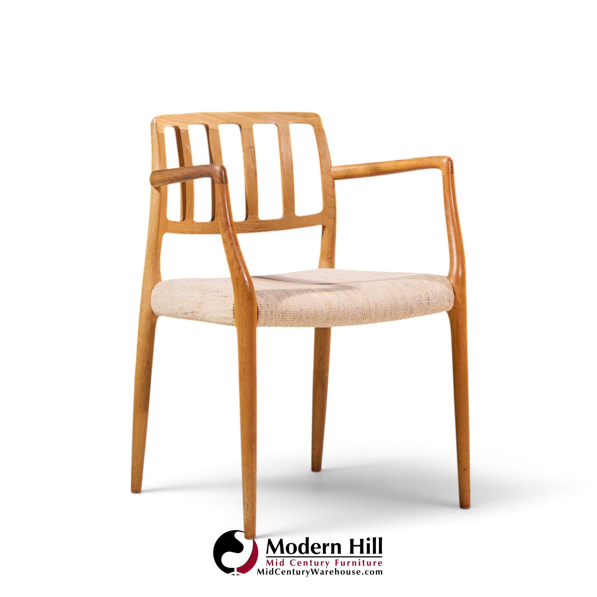 niels moller model 66 mid century danish teak arm dining chairs - pair
