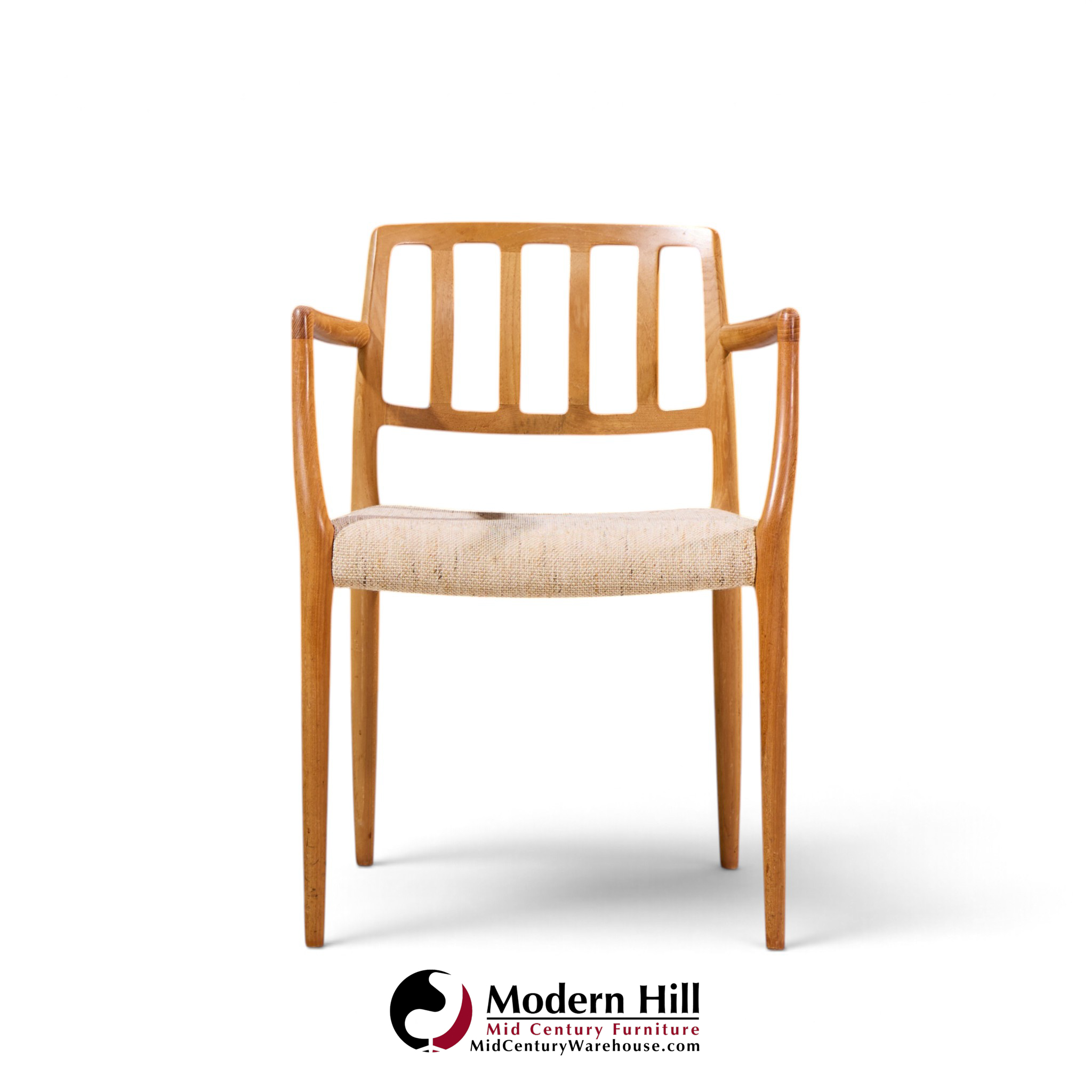 niels moller model 66 mid century danish teak arm dining chairs - pair