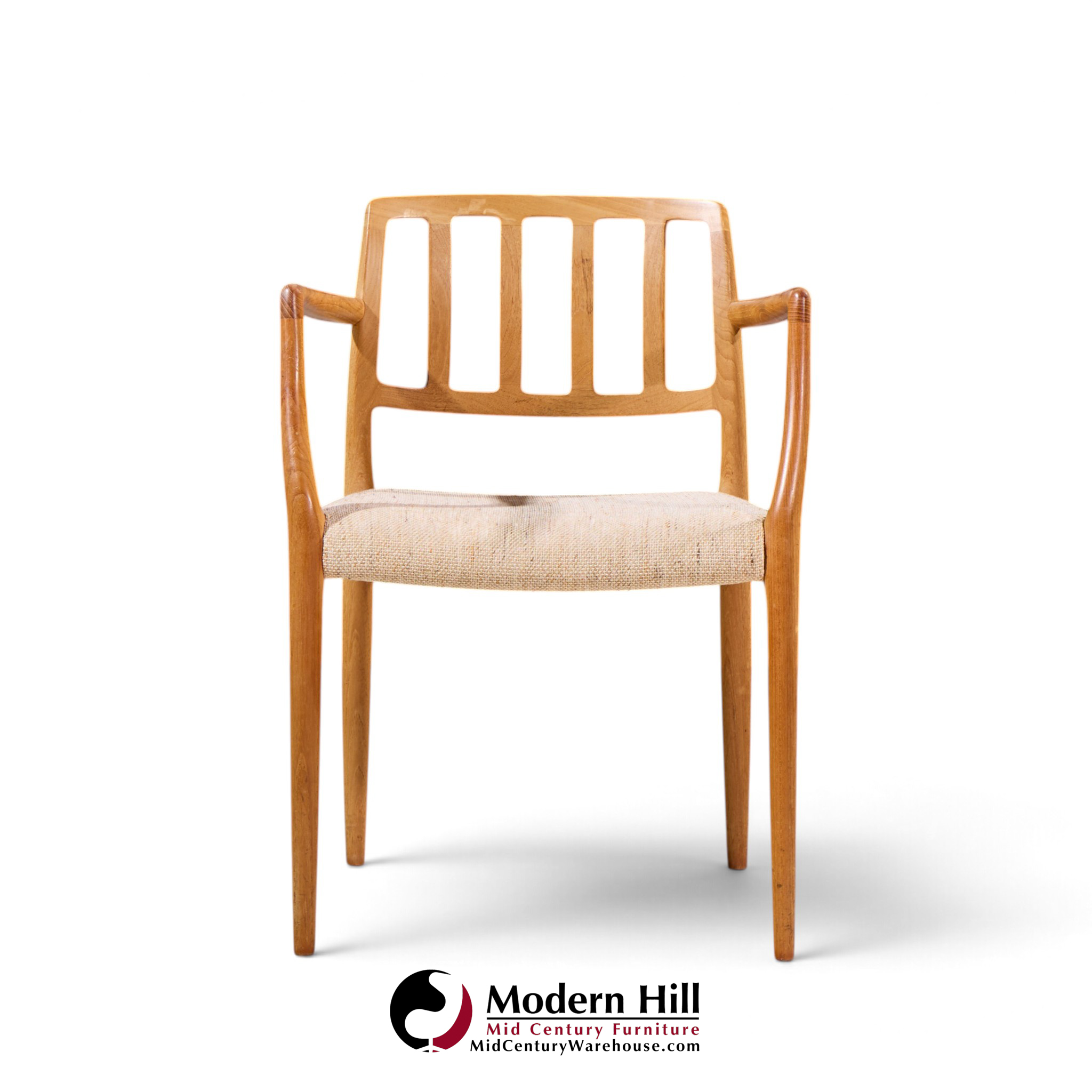 niels moller model 66 mid century danish teak arm dining chairs - pair