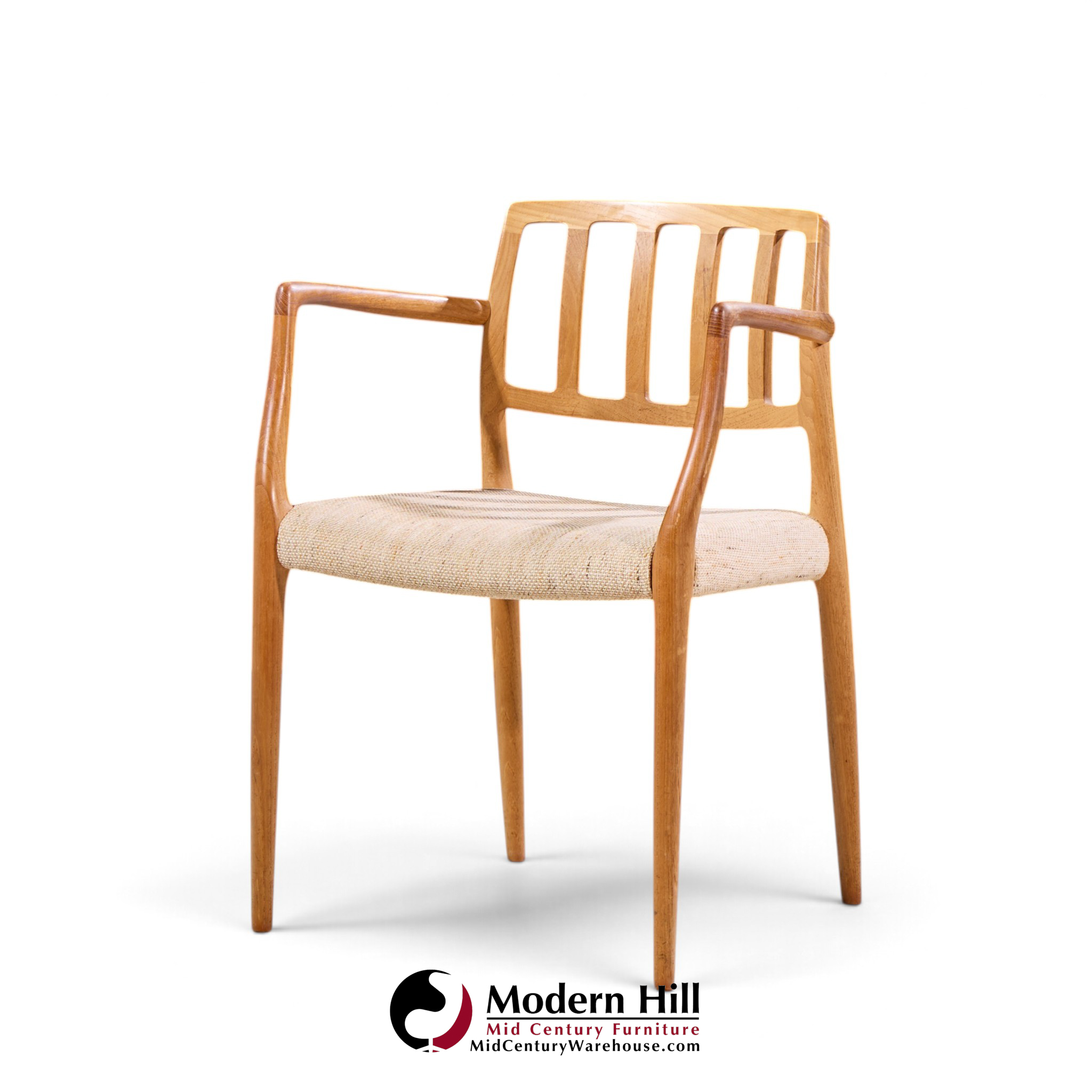 niels moller model 66 mid century danish teak arm dining chairs - pair
