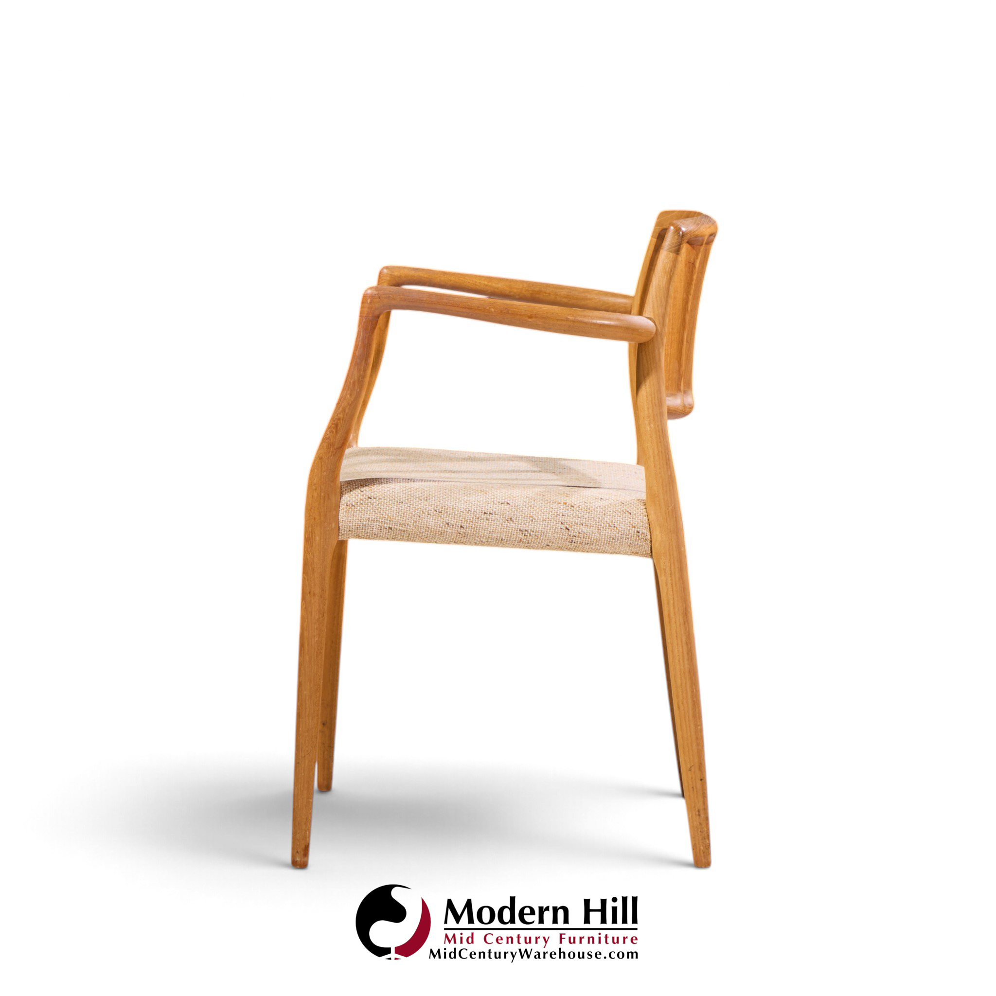 niels moller model 66 mid century danish teak arm dining chairs - pair