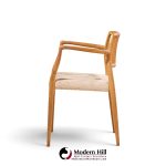 niels moller model 66 mid century danish teak arm dining chairs - pair
