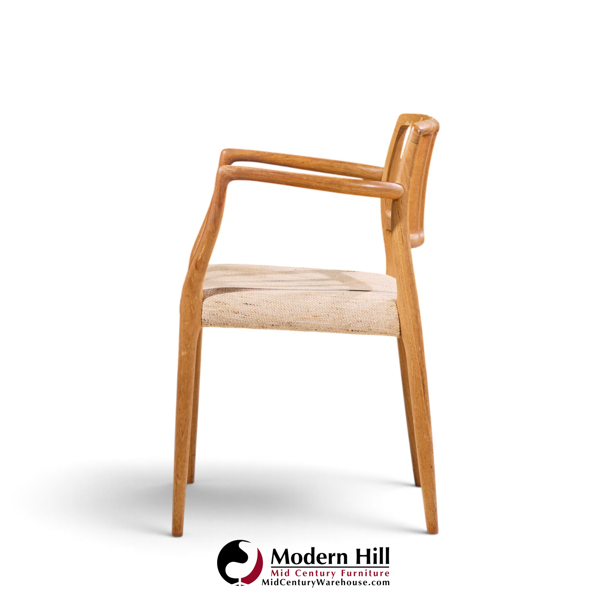 niels moller model 66 mid century danish teak arm dining chairs - pair