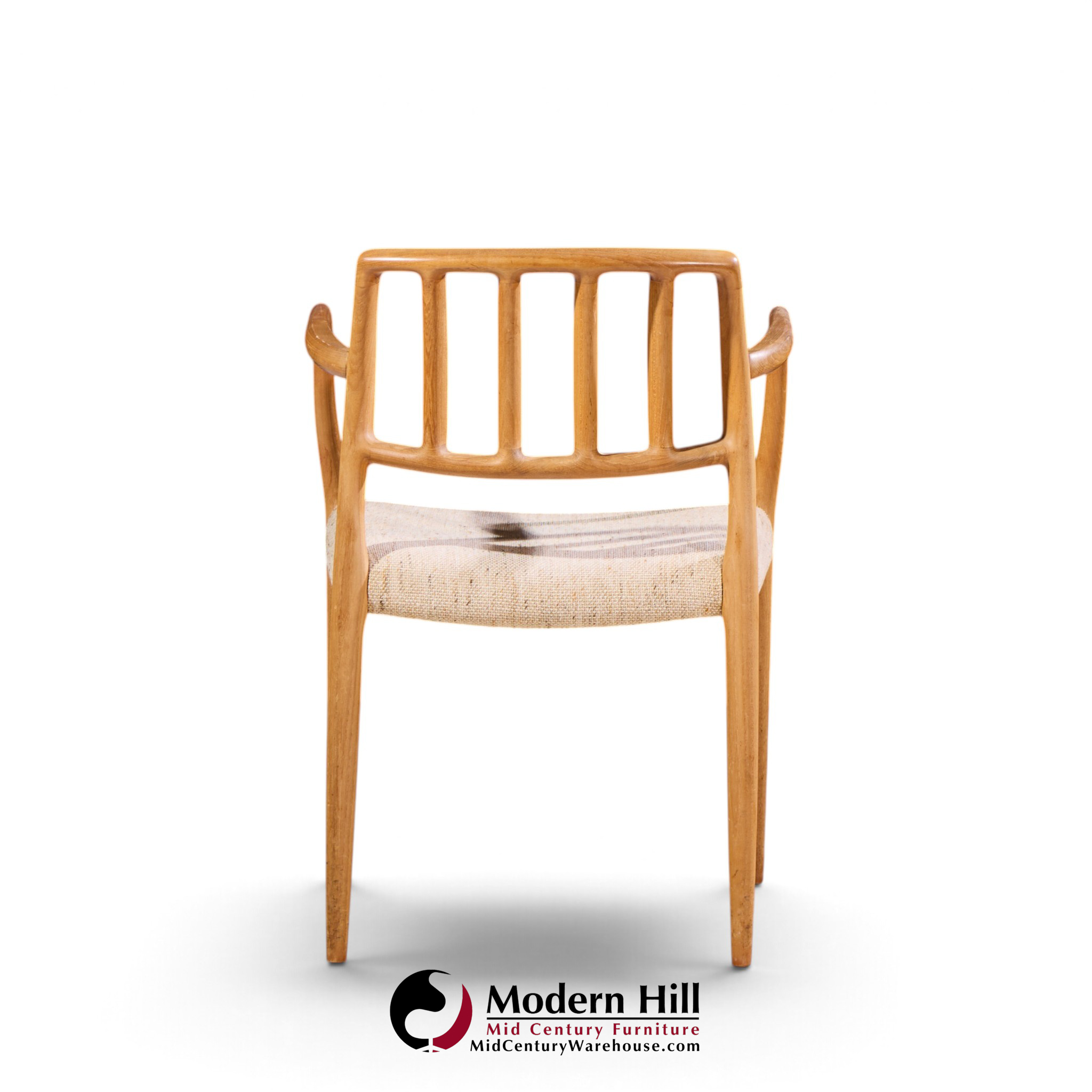 niels moller model 66 mid century danish teak arm dining chairs - pair