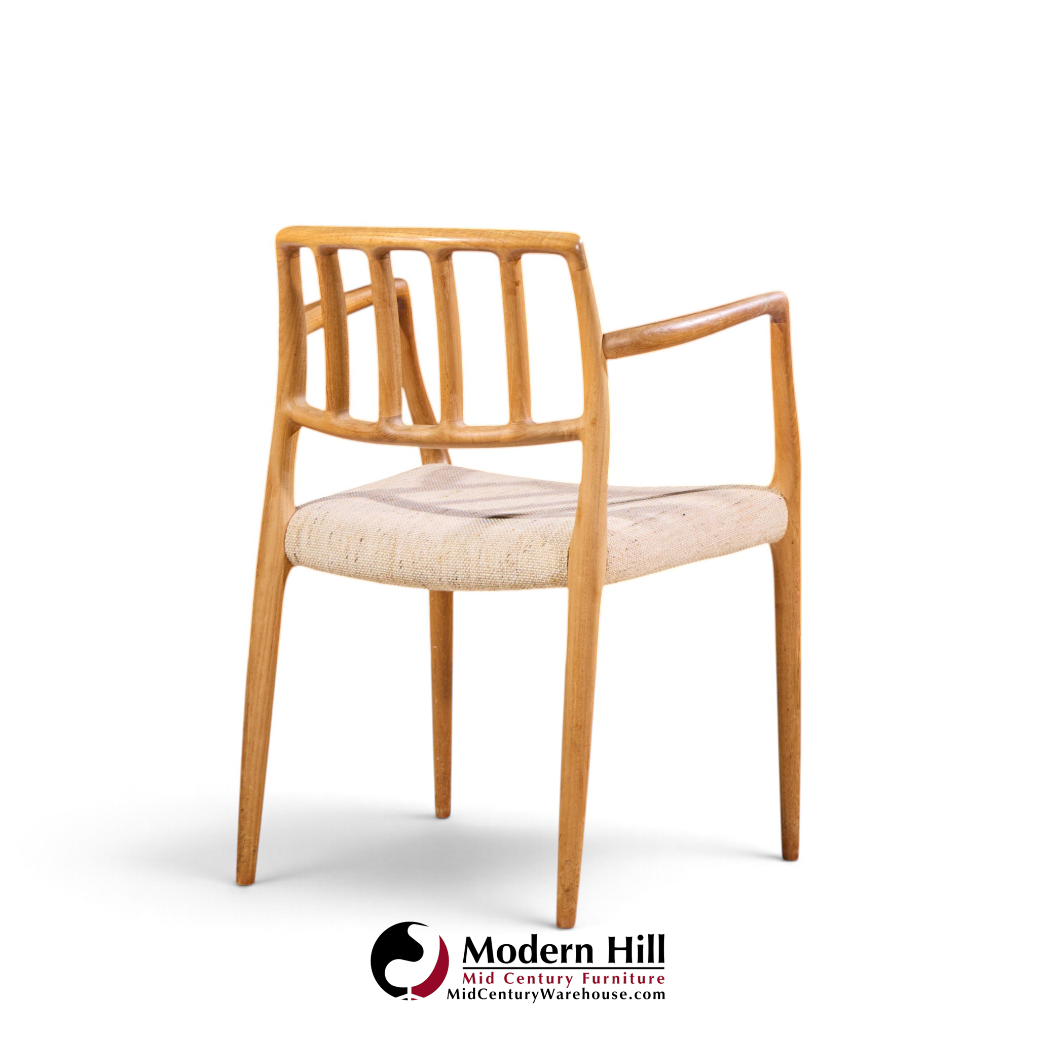 niels moller model 66 mid century danish teak arm dining chairs - pair