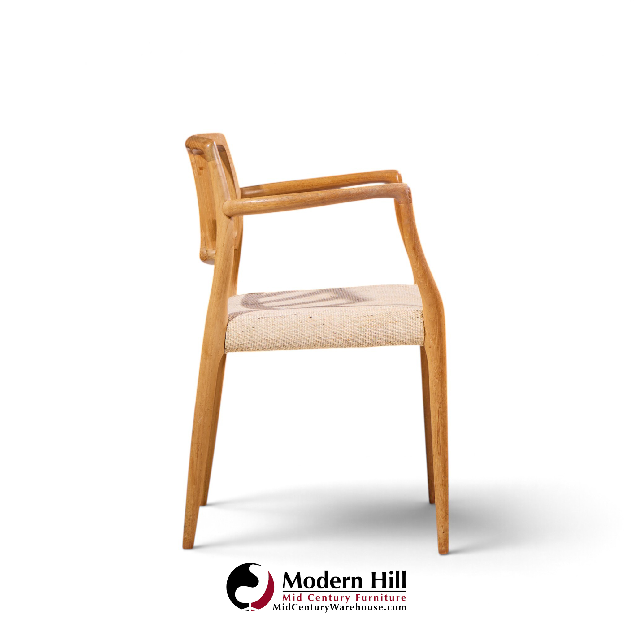 niels moller model 66 mid century danish teak arm dining chairs - pair